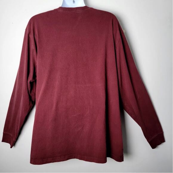Carhartt XL Long Sleeve Pocket T-Shirt Maroon Workwear Loose Fit Utility Rugged - Picture 3 of 9